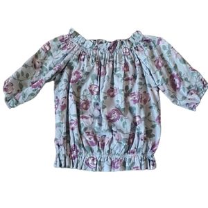 Wishlist Floral Blouse. Purple Size Medium Off the shoulder